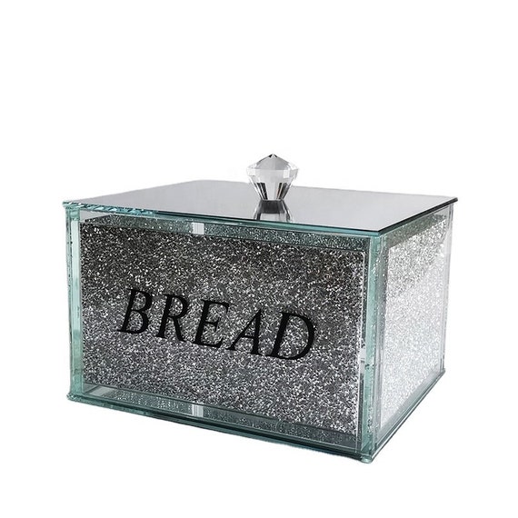 Silver Crushed Diamond Bread Bin Crystal Diamante Container Etsy