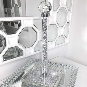 Diamante esmagado cristal prata cozinha rolo toalha de papel e suporte de tecido presente para casa