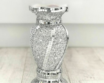 Crushed Diamond Ceramic Silver Vase Diamonte Bling Home Decoration Ornament29cm Crushed Diamond Ceramic Silver Vase Diamonte Bling Home Decoration Ornament29cm
