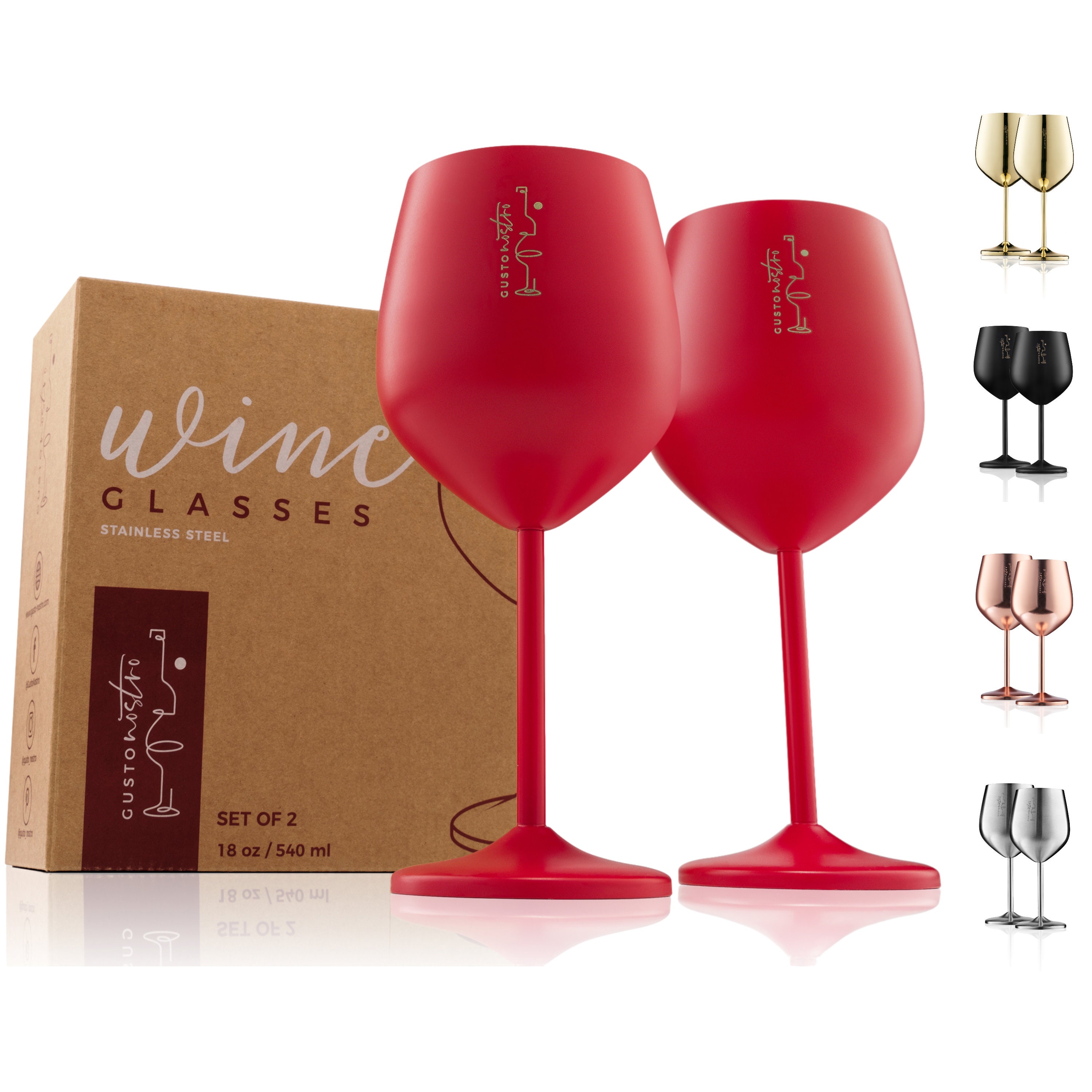 Wine glasses set of 2 made of stainless steel copper, metal wine glass, red  wine goblet, cocktail goblet, white wine champagne glasses stainless steel,  rose gold 500ml red wine glasses 2 pieces 