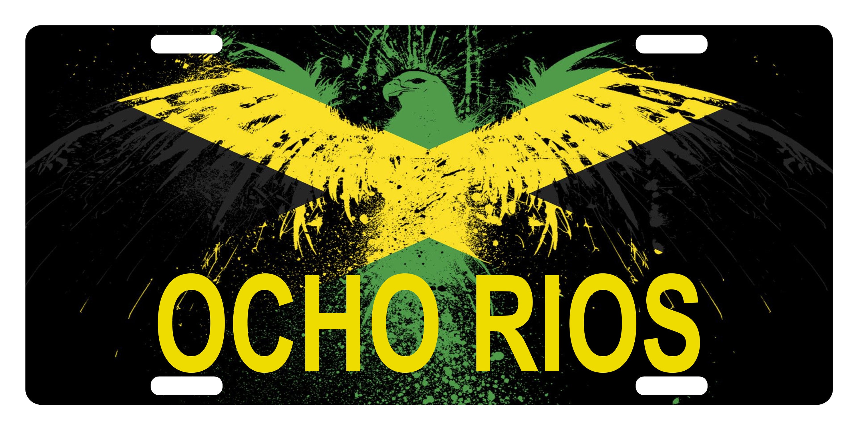 Jamaica Flag License Plate Jamaican Eagle Emblem Ocho Rios Etsy