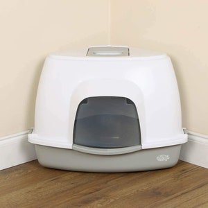 Cat Litter Tray Neon Green Blue Grey Corner Cat Tray Oval Kitty Litter Tray Hooded Cat Tray Odour Preventing Litter Tray with Lid