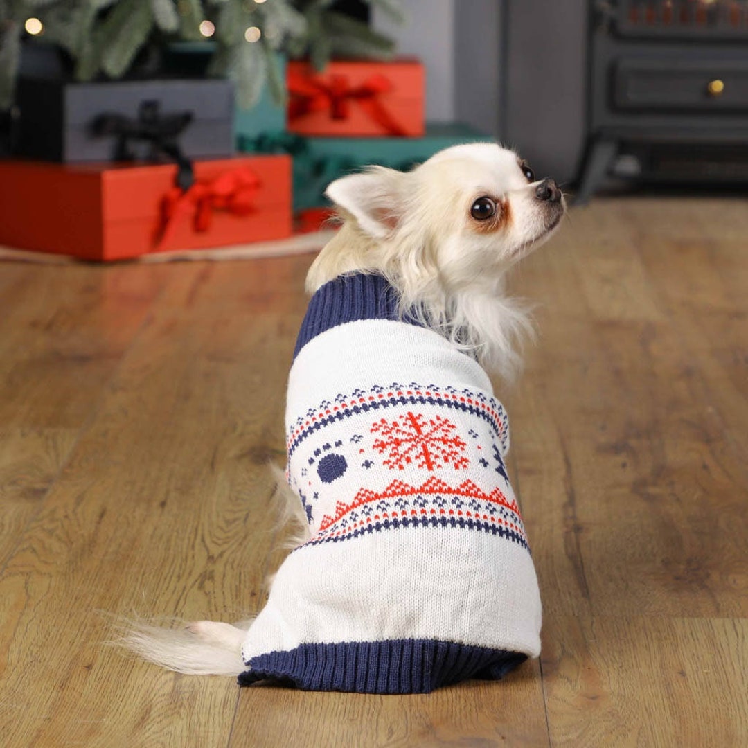 Dog Christmas Jumper Extra Warm Jumper for Dogs Festive Blue Etsy UK