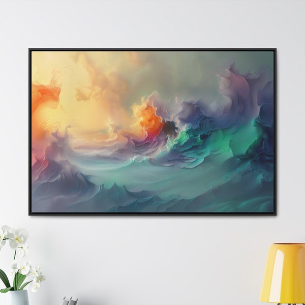 Abstract Ocean Waves Art - Colorful Seascape Canvas, Home Decor Wall Art - by SkyRys