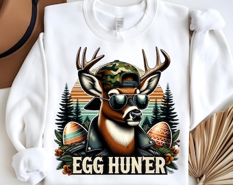 Egg Hunter Png, Easter Deer Buck Sublimation Design, Kids Easter Egg Hunt PNG, Retro Design, T-Shirt Design, Instant Download Png, DTF