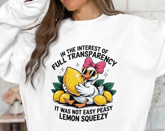 Duck with Lemon PNG Clipart, Funny Transparent Duckling Graphics, Sassy Duck Digital Download, Printable Sublimation Designs