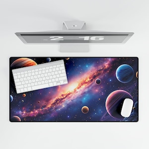 Galaxy Desk Mat - Space Themed Gaming Mouse Pad, Office Desk Decor, Nebula Desk Accessory, Astronomy Desk Blotter, Outer space Desk