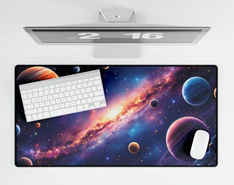 Tapis de bureau Galaxy - Tapis de souris gaming sur le thème de l'espace, décoration de bureau, accessoire de bureau Nébuleuse, buvard d'astronomie, bureau de l'espace