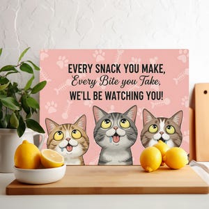 Cats Kitchen Cutting Board PNG, Digital Download, Funny Kitten Cutting Board PNG, Every Snack You Make Cutting Board PNG, Placemat Tray