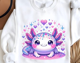Schillernder Axolotl Png, Sublimationsdesign, Kinder Png, Baby Axolotl Png, Unterwassertier Png, T-Shirt-Design, Sofortiger Download Png, DTF