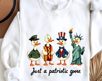 Patriotic Goose PNG Clipart, American Pride, 4th of July Ducks, Cartoon Geese, USA, Silly Goose Digital Download, Sublimation, DTF