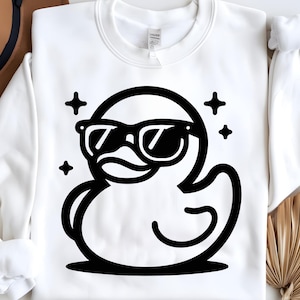 Duck With Sunglasses SVG & PNG, Rubber Duckie Clipart, Duck Vector Image, Bath Duck Silhouette, Sublimation Design, Duck Cut File