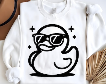 Duck With Sunglasses SVG & PNG, Rubber Duckie Clipart, Duck Vector Image, Bath Duck Silhouette, Sublimation Design, Duck Cut File