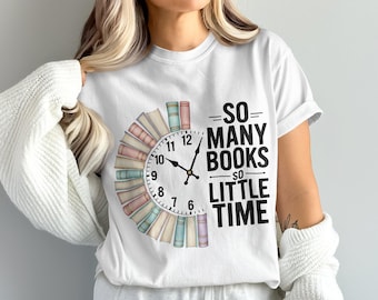 So viele Bücher PNG, Buchliebhaber PNG Clipart, Lesezeit Design, Bücherwurm Uhr Kunst, Lehrer Geschenk, digitaler Download, Sublimationsdesigns, DFT