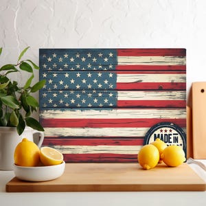 Made in America PNG Sublimation Design, Chopping Board png, Glass Cutting Board png, Placemat Sublimate, Patriotic Flag Design, Father&#39;s Day