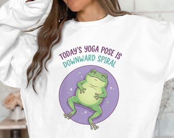 Rana de yoga PNG, espiral descendente, clipart lindo, animal divertido, descarga digital, pegatinas para planificador, álbumes de recortes, uso comercial