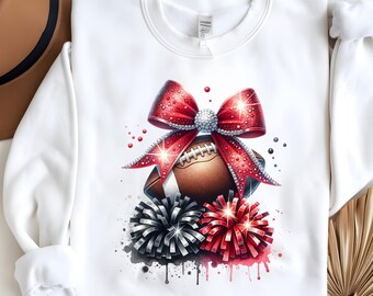 Red & Black Football Png, Sublimation Design, Cheerleader Png, Mascot Png, Coquette Bow Png, Sport Png, T-Shirt Design, Instant Download Png