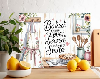 Baked with Love PNG Sublimation Design, Digital Chopping Board png, Glass Cutting Board png, Placemat Sublimate, Mother's Day Cutting Board