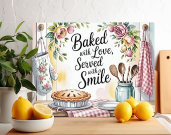 Baked with Love PNG Sublimation Design, Digital Chopping Board png, Glass Cutting Board png, Placemat Sublimate, Mother's Day Cutting Board