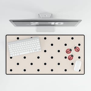 Tapete de mesa com joaninha e bolinhas | Mousepad com estampa fofa de insetos | Presente para gamer