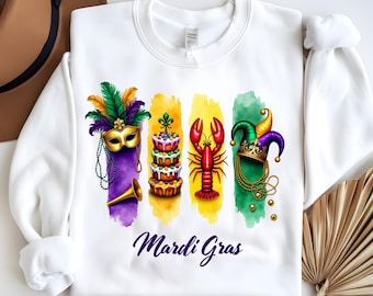 Retro Mardi Gras PNG, Fleur De Lis Png, Brushstroke Mardi Gras Png, Glitter, Mardi Gras Coquette Png, King Cake Png, Louisiana Crawfish Png