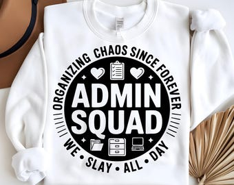 Admin Squad SVG i PNG, Office Squad Clipart, Asystent administracyjny/Sekretarz wektor, Dzień profesjonalistów administracyjnych, Personel biura szkolnego PNG