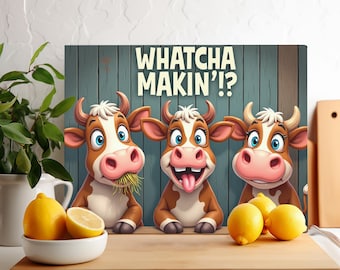 Whatcha Makin' PNG Sublimation Design, Chopping Board PNG, Glass Cutting Board PNG, Placemat Sublimate, Funny Dairy Cow Cutting Board