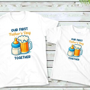 First Father&#39;s Day / Baby Bottle and Beer / PNG / Sublimation / Father&#39;s Day / T-Shirt, Sticker, Baby Body Suit, Mug, Tumbler Design