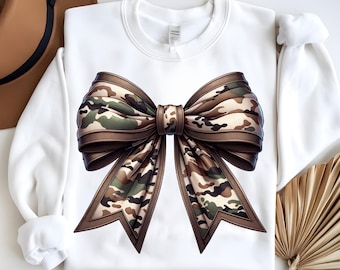 Camo Coquette Bow Png, Girls Camoflage Sublimation Design, Kids Hunting PNG, Retro/Old School Design, T-Shirt Sweatshirt Mug Cap Png, DTF