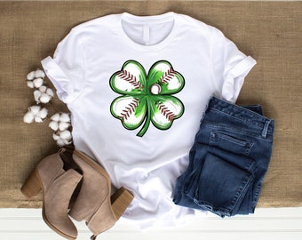 St. Patrick's Day-klavertje met honkbal / Luck of the Irish / PNG / Sublimatie / Waterglijbaan / Stickerontwerp / T-shirtontwerp / Mokontwerp