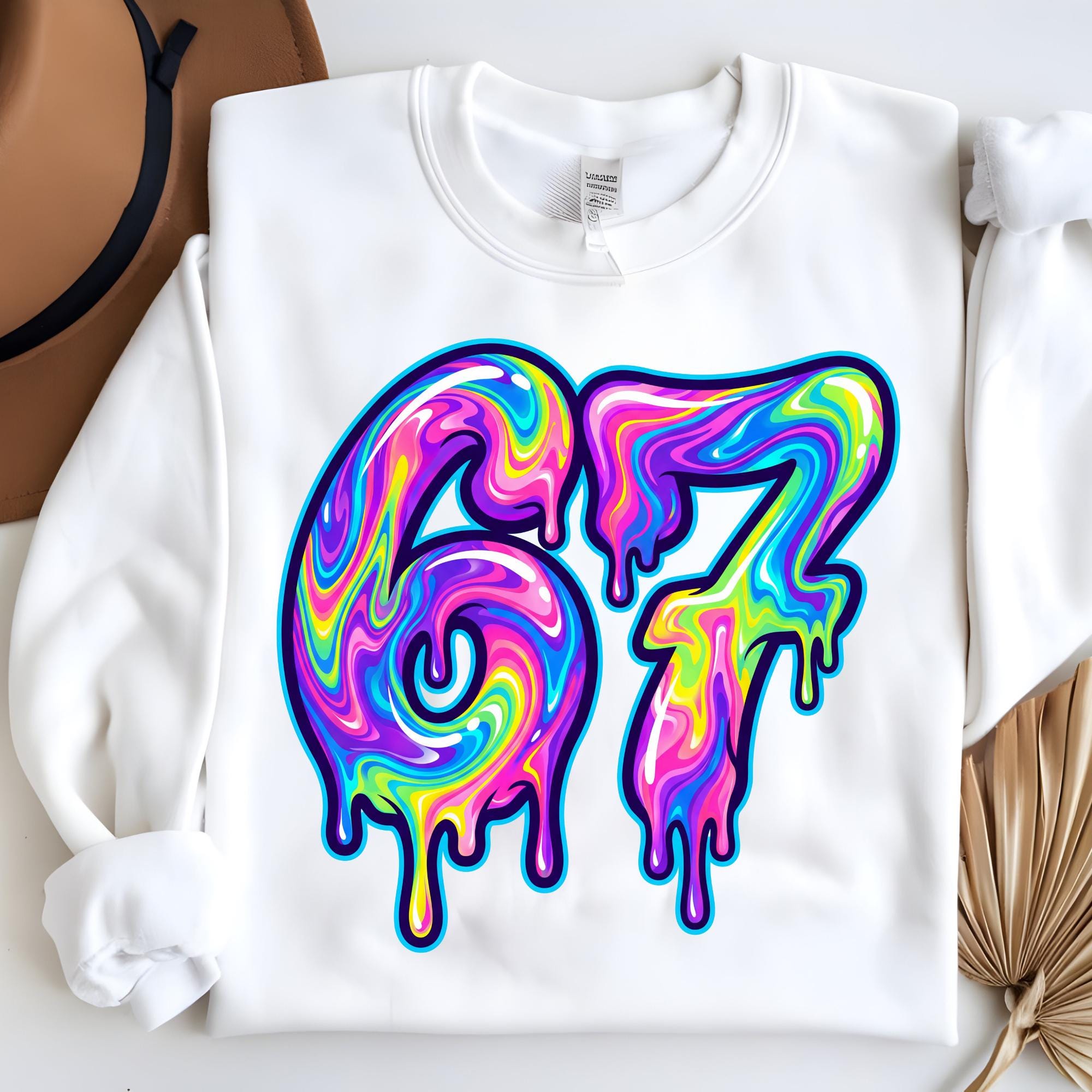 Six Seven PNG Clipart, Dripping Numbers, Colorful 67 Graphic ...