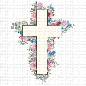 Floral Cross, PNG, Digital Download, Sublimation, Christian