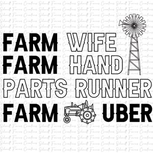 Farm Wife, Parts Runner, Farm Hand, PNG, Digital Download