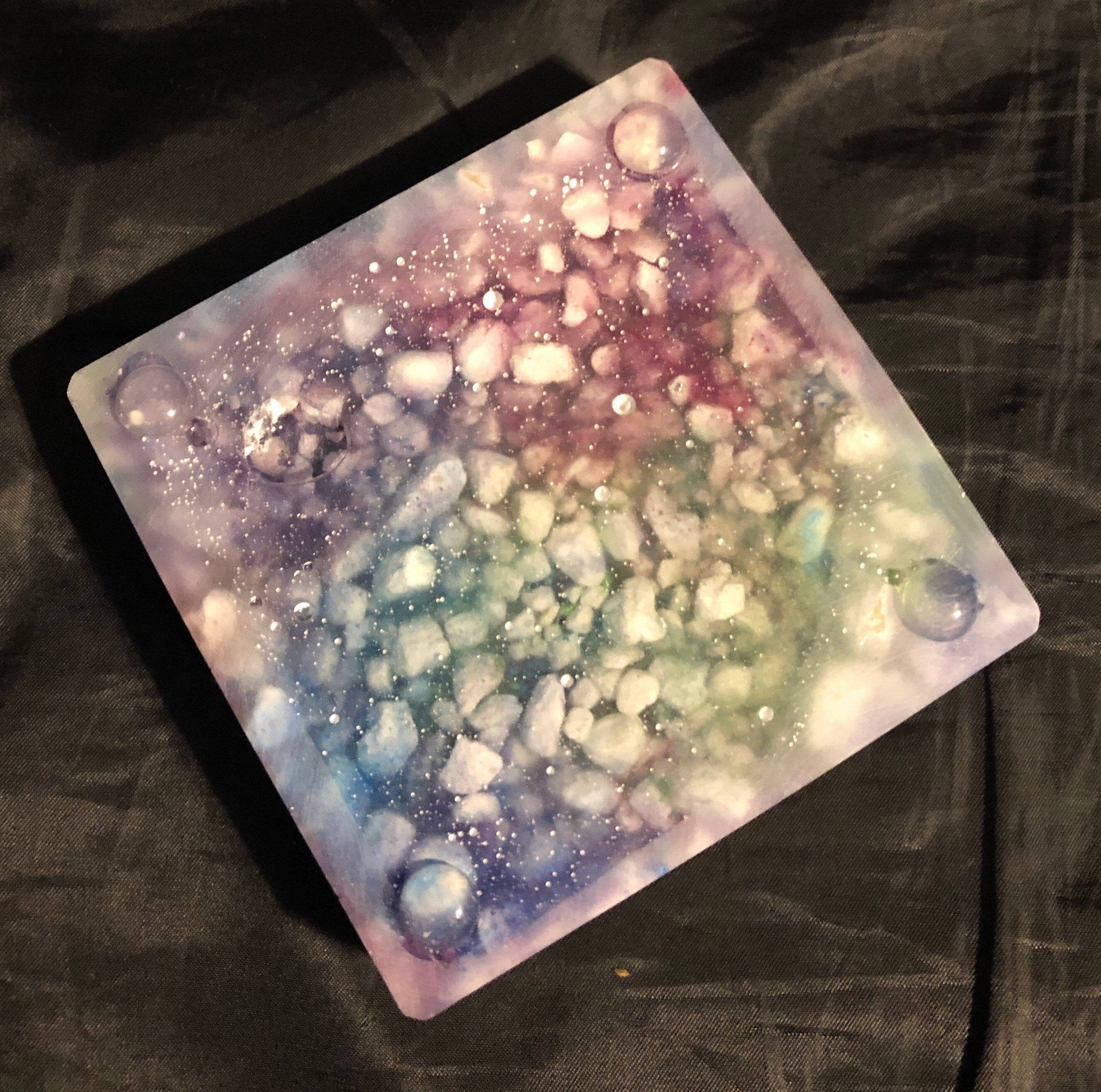 Weißer Kies und heller mehrfarbiger quadratischer Epoxidharz | Etsy