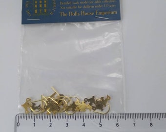 20pcs Dollhouse Miniature 1:12 Scale Gold Brass Cabinet Drawer Handles Pulls RS 
