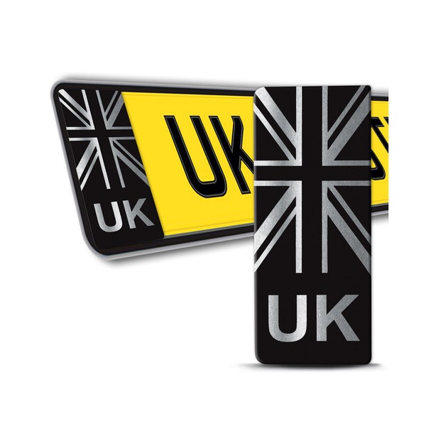 2 x Vinyl UK Badge Car Number Plate Self-adhesive Stickers GB United Kingdom Union Jack Flag