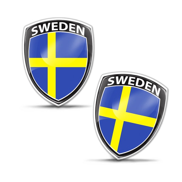 2 x 3D Domed Gel Badge Sweden Swedish National Flag Stickers Decal Emblem Car Motorcycle Helmet