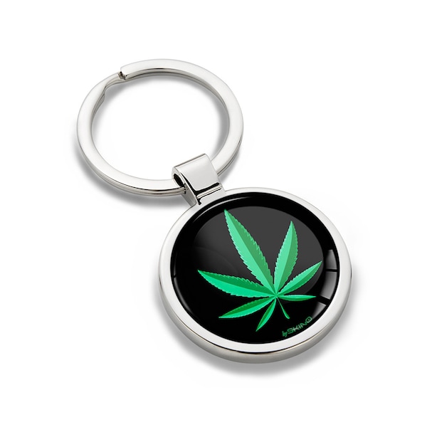 Porte-clés en métal avec boîte cadeau pour petit ami petite amie hommes femmes cadeau feuille de marijuana cannabis