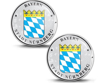 2 x 3D Gel Domed Aufkleber Stadt Nürnberg Bayern Nummernschild Siegel