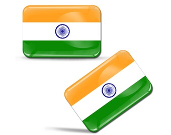 2 x 3D Domed Gel Abzeichen Indien National Flagge Aufkleber Decal Emblem Auto Motorrad Helm