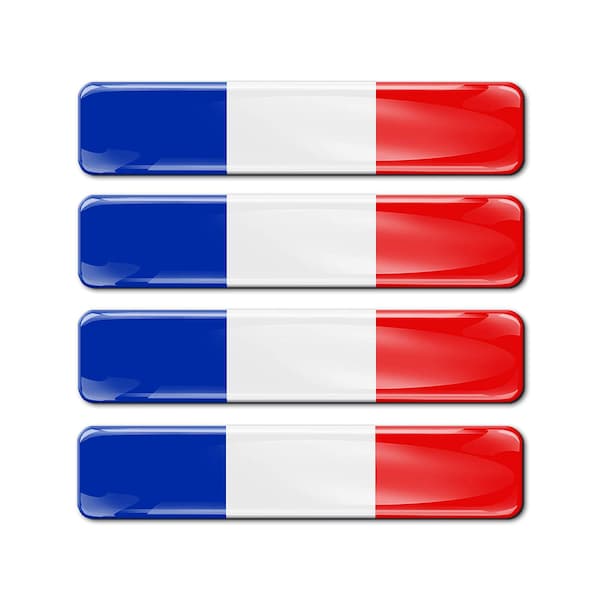 4 x 3D Domed Silicone Badge Français France Flag Autocollants Decal Emblème Casque de Moto de voiture