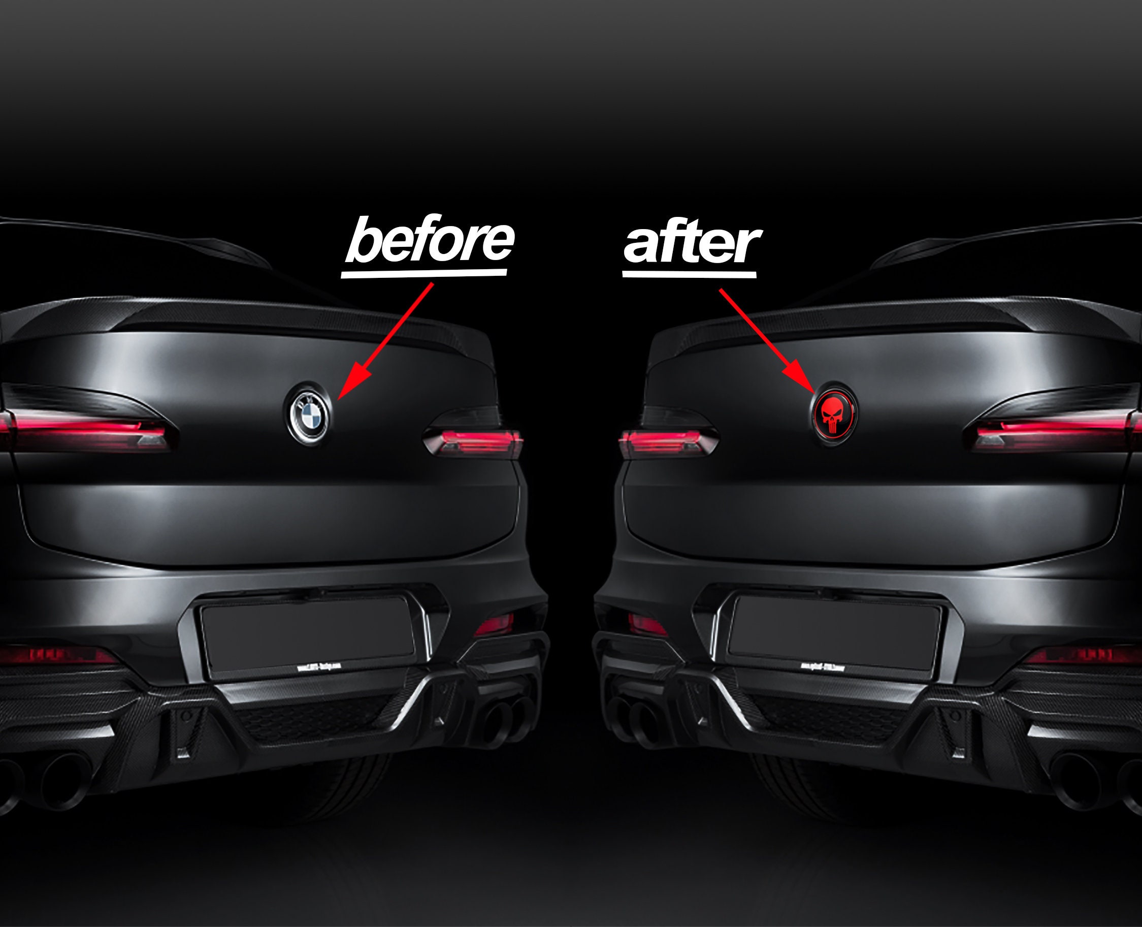 BMW Logo avant double broche 82 mm pour voiture Réf. OEM 51148132375 Noir +  Blanc Carbone : : Auto et moto