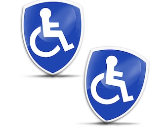 2 x 3D Domed Gel Badge Disabled Handicap Symbol Sign Stickers Decal Emblem Car Motorcycle Helmet Scooter Bike