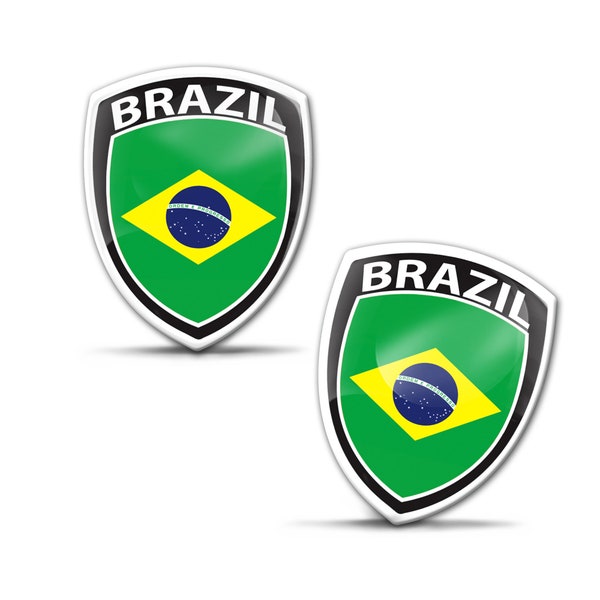 2 x 3D Domed Silicone Badge Brésil Drapeau National Stickers Decal Emblème Casque de Moto de voiture