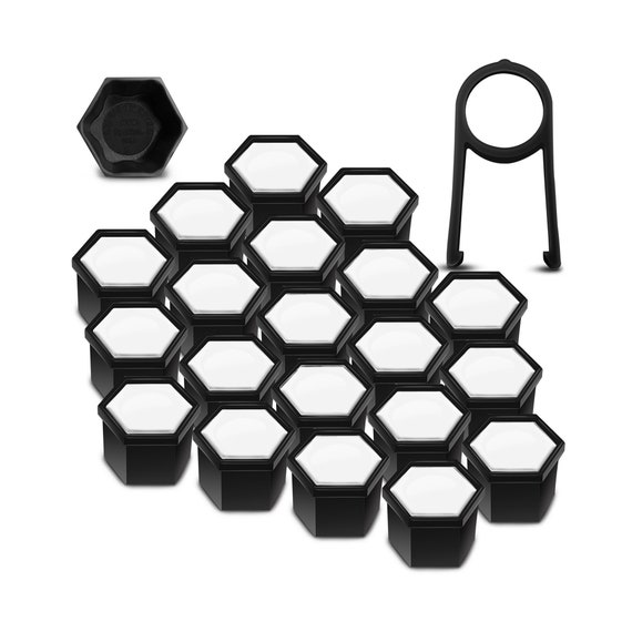 20x Boulon De Roue Jantes Capuchon Hexagonal Couvercles 17 mm noir