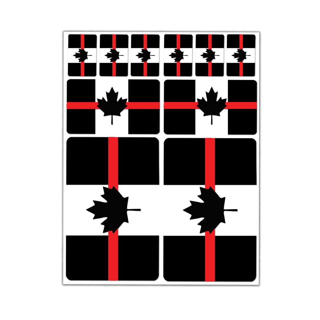 Stickers Set Vinyl Decals Canada Canadian Thin Red Line Etsy