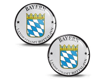 2 x 3D Gel Domed Sticker Abzeichen Stadt Landratsamt Rottal Inn Bayern Deutsches Nummernschild Siegel