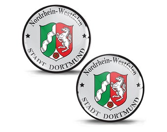 2 x 3D Gel Domed Stickers Badge Stadt Dortmund Nordrhein-Westfalen German Number Plate Seal