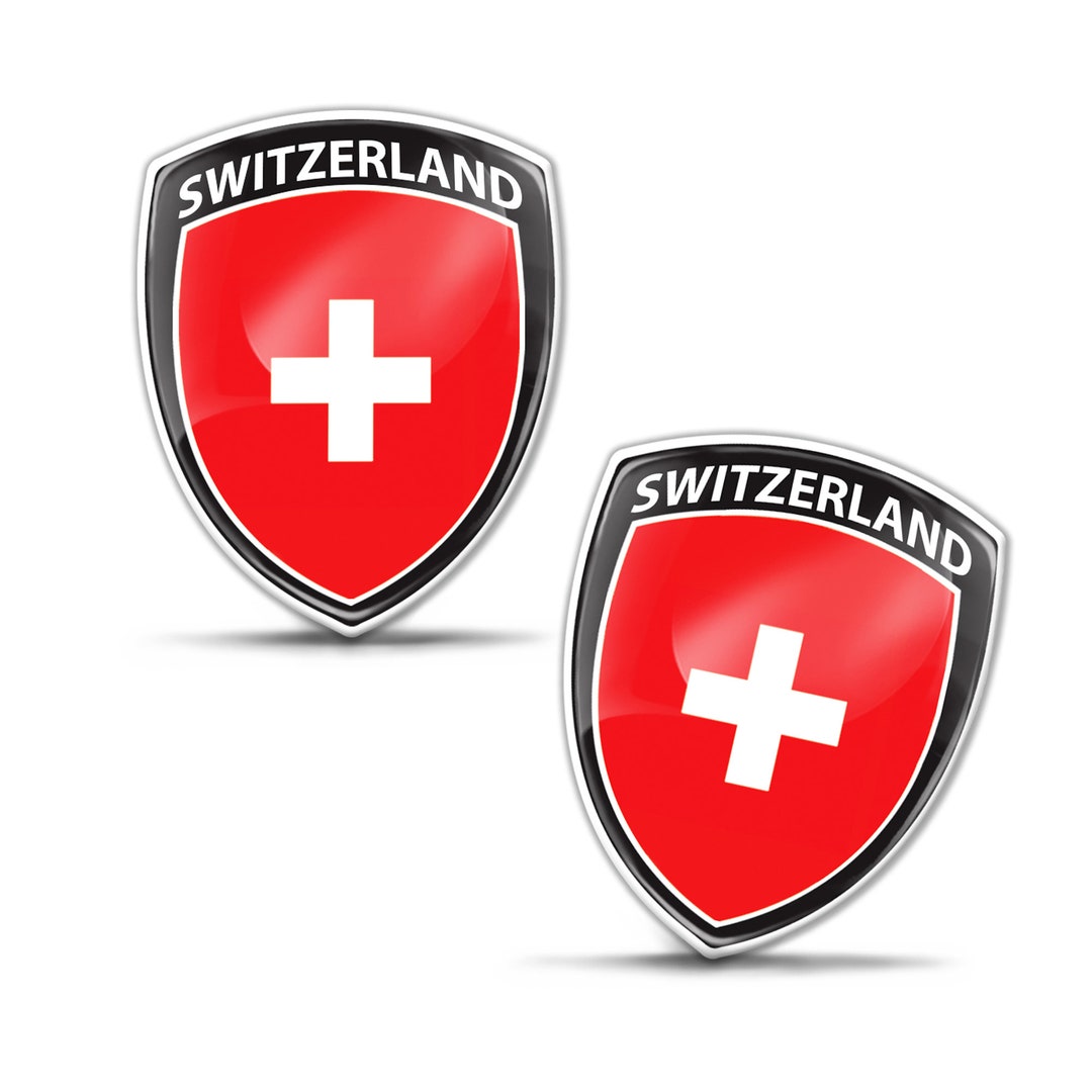 2 X 3D Domed Gel Badge Swiss Switzerland National Flag Stickers Decal ...