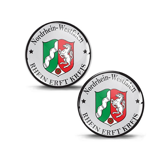 2 X 3D Gel Domed Stickers Badge Stadt Rhein Erft Kreis Nordrhein